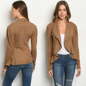 Brown Ribbed Cardigan